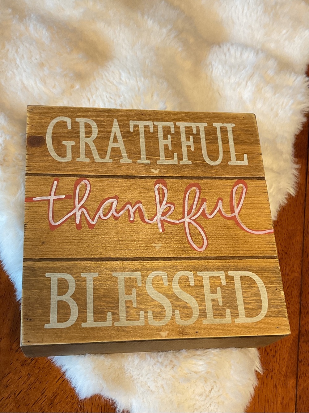 Handcrafted Wooden Grateful Thankful Blessed Wall Plaque